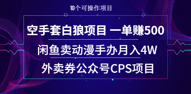 空手套白狼项目 一单赚500+闲鱼卖动漫手办月入4W+外卖券公众号CPS项目-云网创资源站