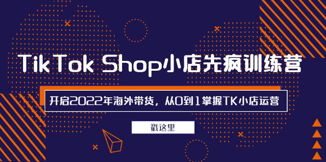 TikTok Shop小店先疯训练营，开启2022年海外带货，从0到1掌握TK小店运营-云网创资源站