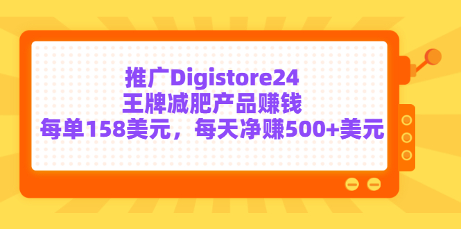 推广Digistore24王牌减肥产品赚钱，每单158美元，每天净赚500+美元-云网创资源站