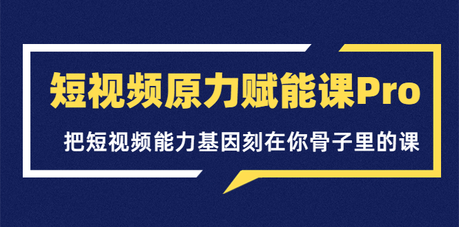 短视频原力赋能课Pro，把短视频能力基因刻在你骨子里的课-云网创资源站