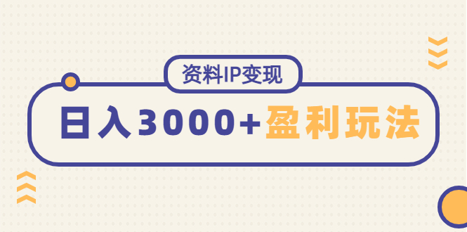 资料IP变现，能稳定日赚3000起的持续性盈利玩法-云网创资源站