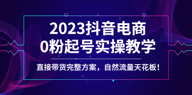 2023抖音电商0粉起号实操教学，直接带货完整方案，自然流量天花板-云网创资源站