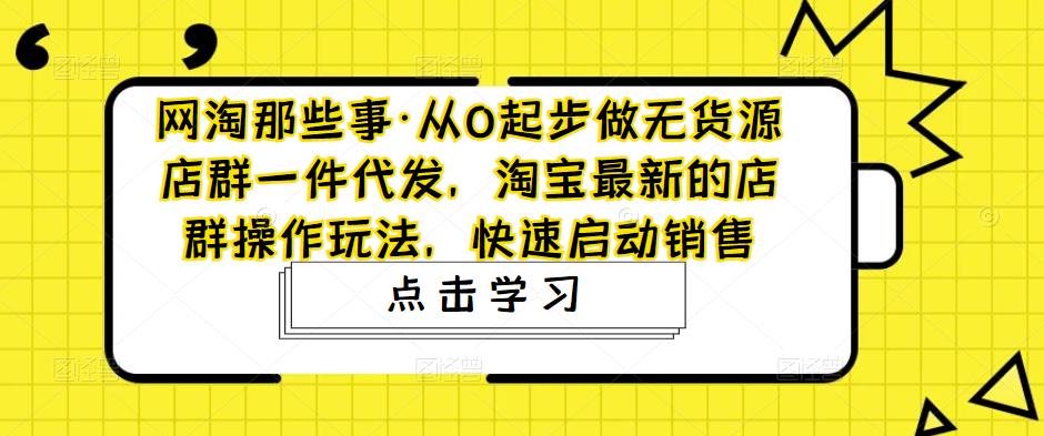 从0起步做无货源店群一件代发，淘宝最新的店群操作玩法，快速启动销售-云网创资源站