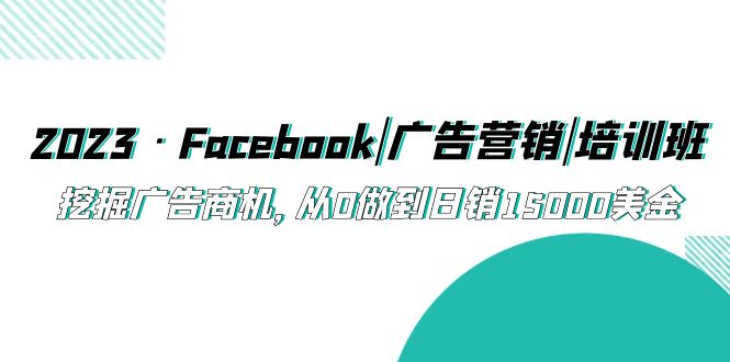 2023·Facebook|广告营销|培训班，挖掘广告商机，从0做到日销15000美金-云网创资源站