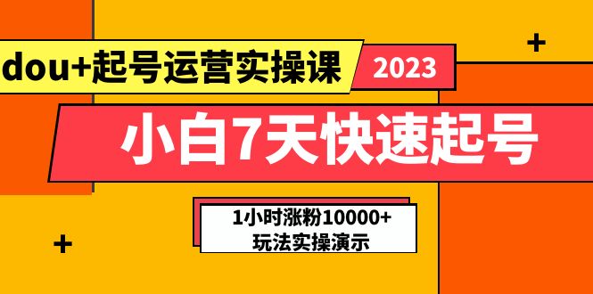 小白7天快速起号：dou+起号运营实操课，实战1小时涨粉10000+玩法演示-云网创资源站