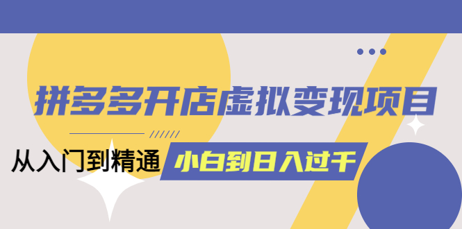 拼多多开店虚拟变现项目：入门到精通 从小白到日入10006月13更新-云网创资源站