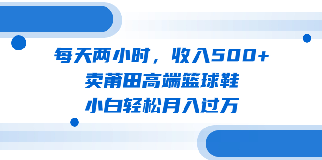 每天两小时，收入500+，卖莆田高端篮球鞋，小白轻松月入过万-云网创资源站