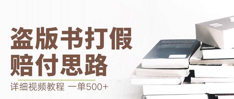 最新盗版书赔付打假项目，一单利润500+【详细玩法视频教程】-云网创资源站