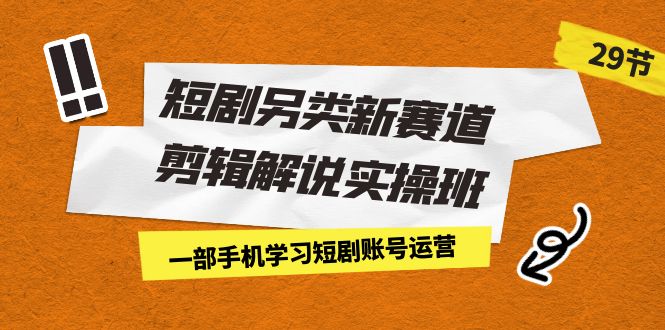 短剧另类新赛道剪辑解说实操班：一部手机学习短剧账号运营-云网创资源站