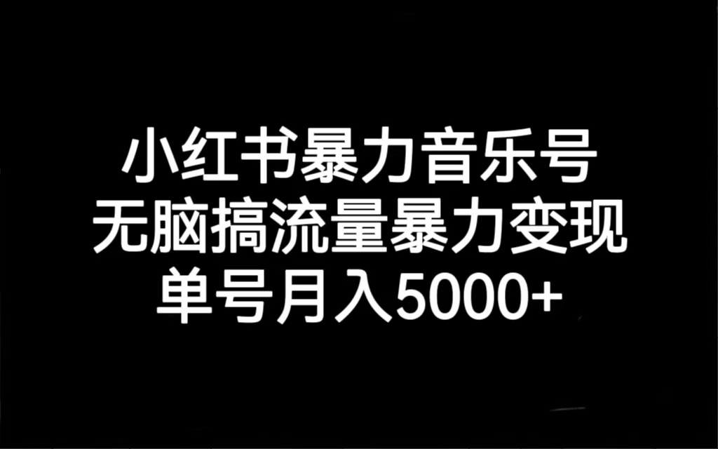 小红书暴力音乐号，无脑搞流量暴力变现，单号月入5000+-云网创资源站