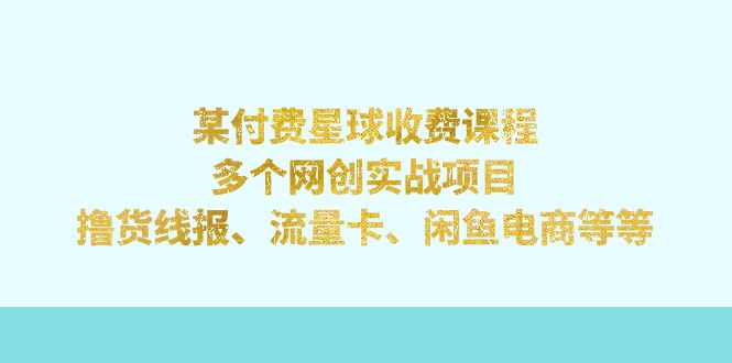 某付费星球课程：多个网创实战项目，撸货线报、流量卡、闲鱼电商等等-云网创资源站