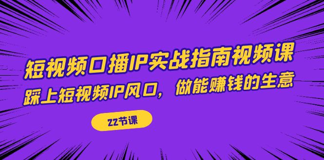 短视频口播IP实战指南视频课，踩上短视频IP风口，做能赚钱的生意-云网创资源站