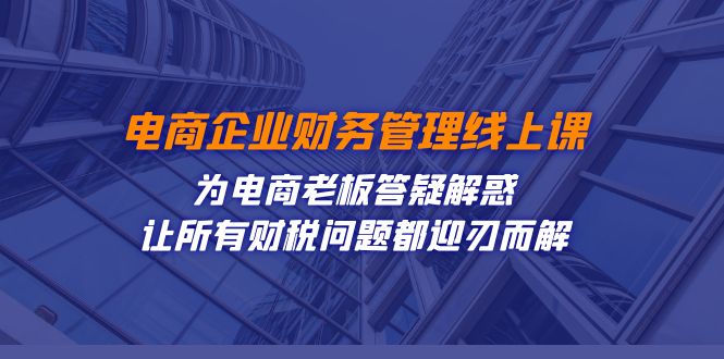 电商企业-财务管理线上课：为电商老板答疑解惑-让所有财税问题都迎刃而解-云网创资源站