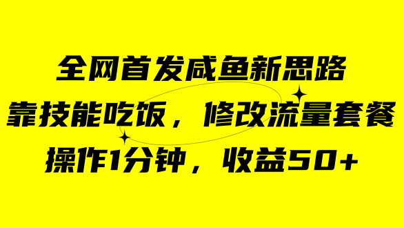 咸鱼冷门新玩法，靠“技能吃饭”，修改流量套餐，操作1分钟，收益50+-云网创资源站