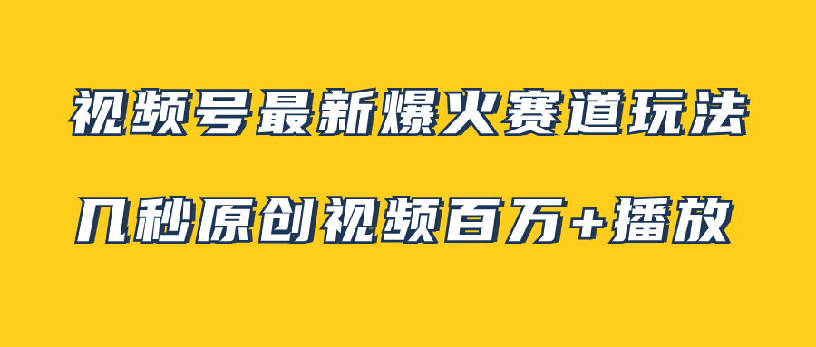 视频号最新爆火赛道玩法，几秒视频可达百万播放，小白即可操作-云网创资源站