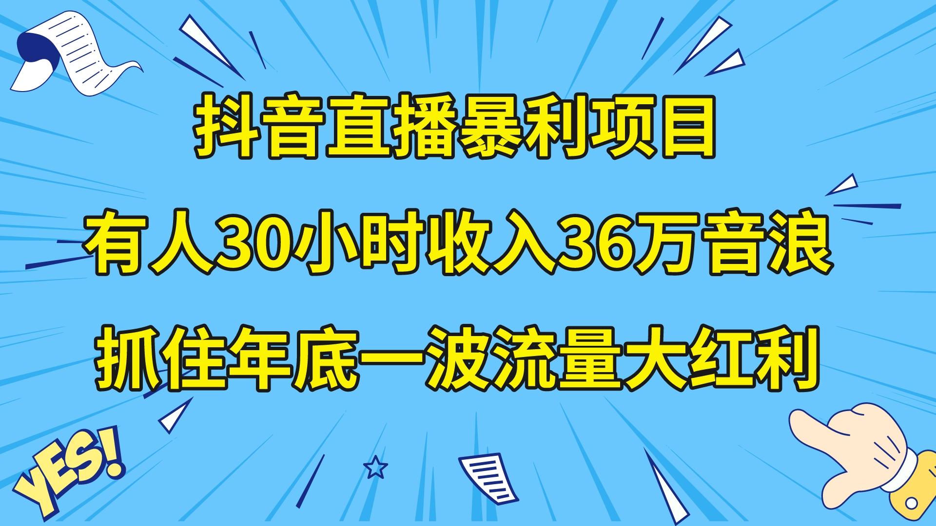 抖音直播暴利项目，有人30小时收入36万音浪，公司宣传片年会视频制作，…-云网创资源站