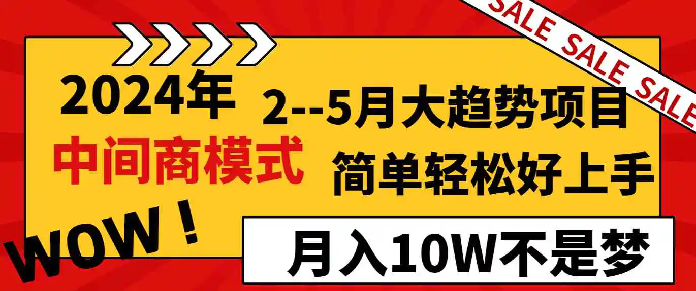 2024年2–5月大趋势项目，利用中间商模式，简单轻松好上手，轻松月入10W…-云网创资源站