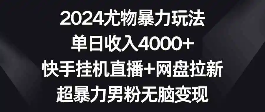 2024尤物暴力玩法 单日收入4000+快手挂机直播+网盘拉新 超暴力男粉无脑变现-云网创资源站