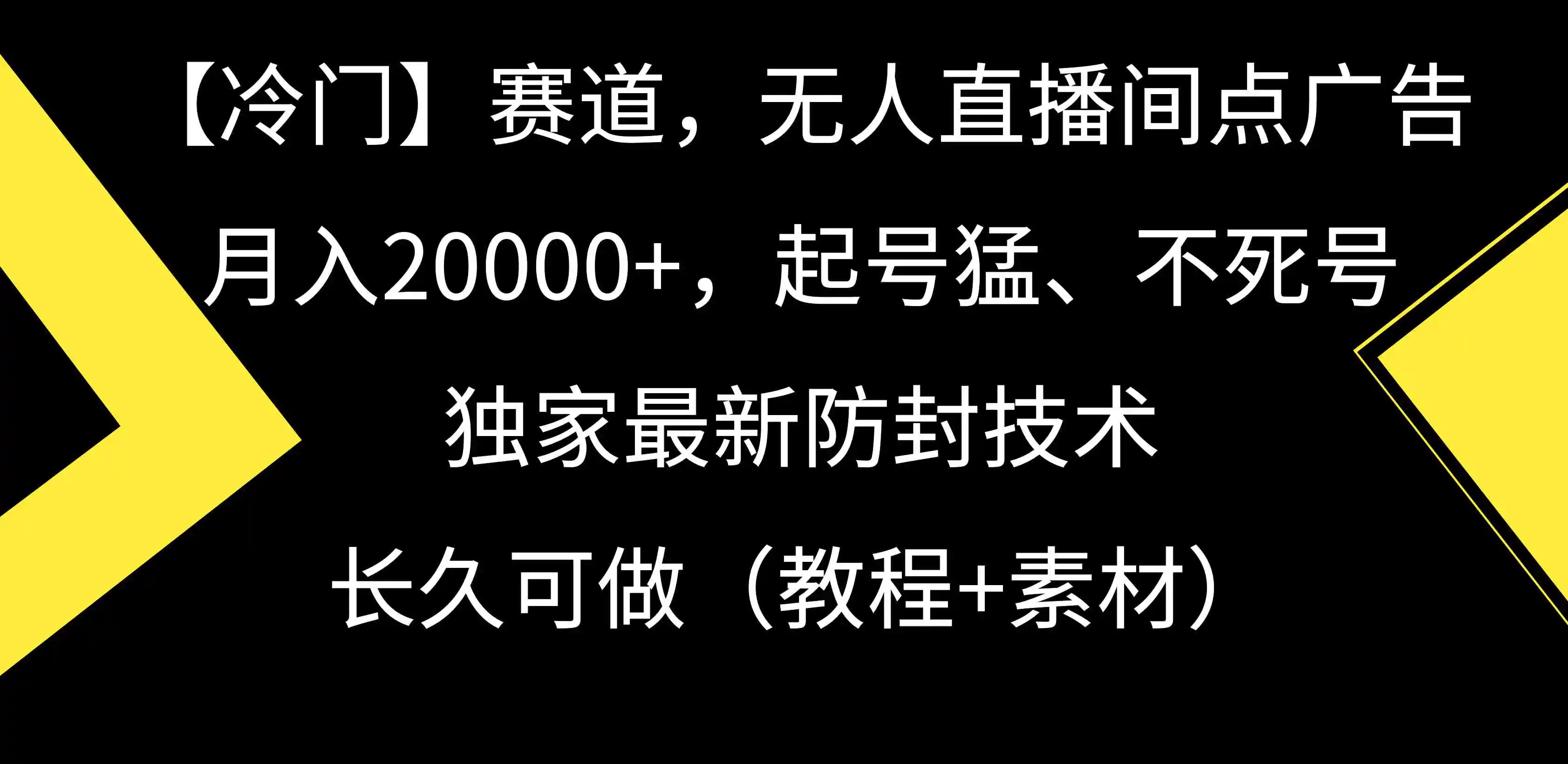 【冷门】赛道，无人直播间点广告，月入20000+，起号猛、不死号，独家最…-云网创资源站