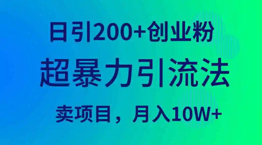 超暴力引流法，日引200+创业粉，卖项目月入10W+-云网创资源站