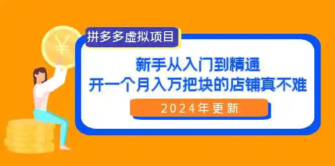 拼多多虚拟项目：入门到精通，开一个月入万把块的店铺 真不难-云网创资源站