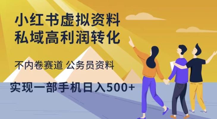 小红书虚拟资料私域高利润转化，不内卷赛道公务员资料，实现一部手机日入500+-云网创资源站