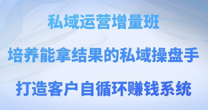 私域运营增量班，培养能拿结果的私域操盘手，打造客户自循环赚钱系统-云网创资源站