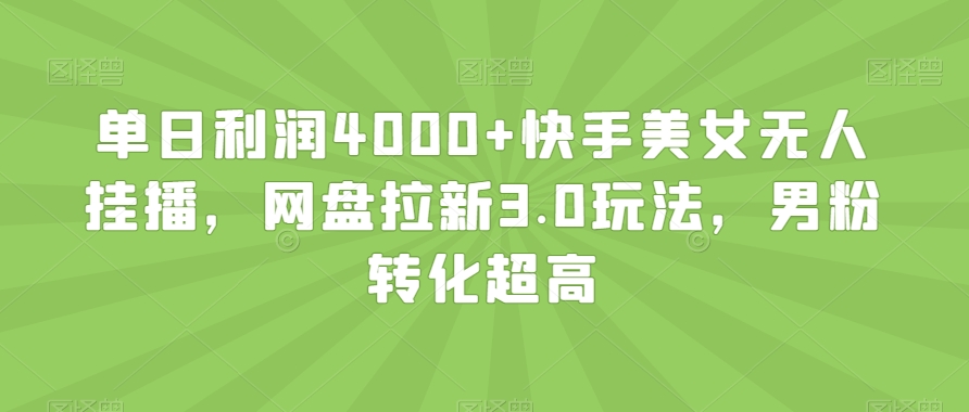 单日利润4000+快手美女无人挂播，网盘拉新3.0玩法，男粉转化超高【揭秘】-云网创资源站