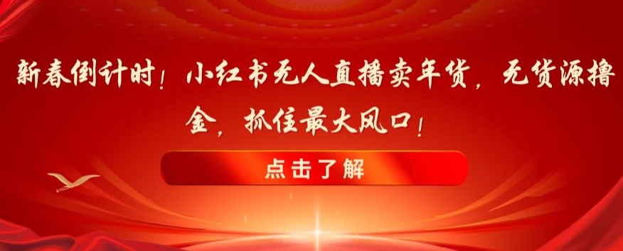 新春倒计时！小红书无人直播卖年货，无货源撸金，抓住最大风口【揭秘】-云网创资源站