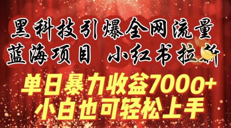 蓝海项目!黑科技引爆全网流量小红书拉新，单日暴力收益7000+，小白也能轻松上手【揭秘】-云网创资源站