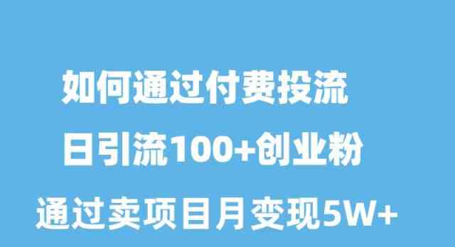 如何通过付费投流日引流100+创业粉月变现5W+-云网创资源站