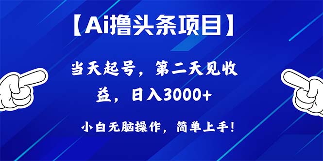 Ai撸今日头条，当日养号，第二天见盈利，日入3000-云网创资源站