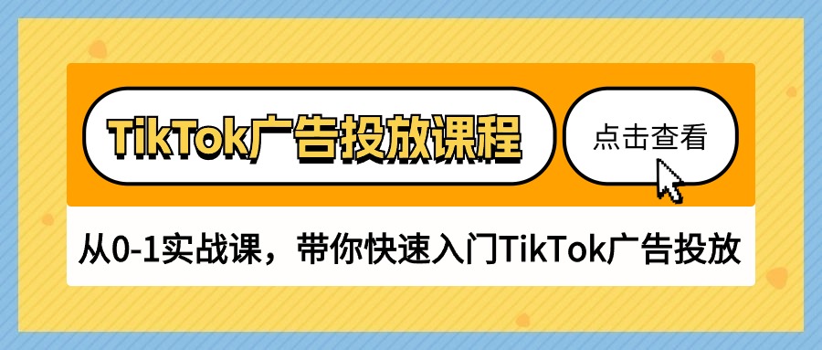 TikTok广告营销课程内容，从0-1实战演练课，陪你快速上手TikTok广告营销-云网创资源站