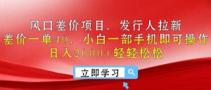 出风口价格差新项目，外国投资者引流，价格差一单40，小白一手机即可操作，日入20…-云网创资源站