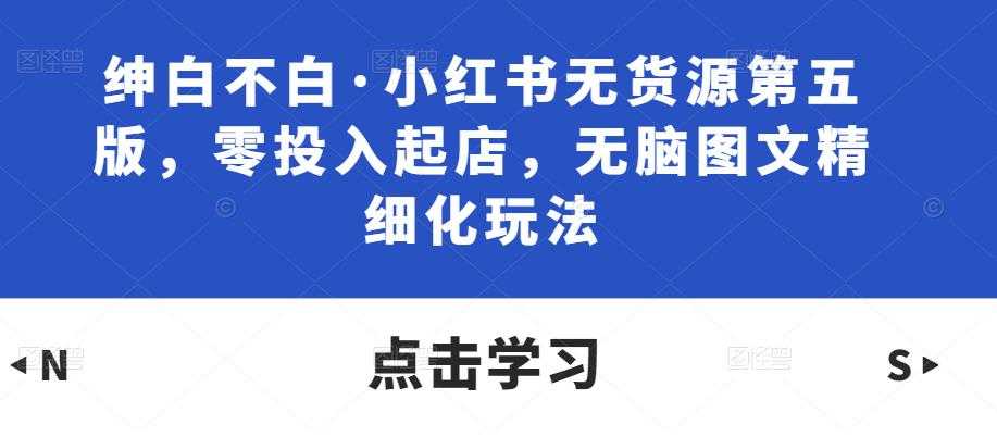 绅白不白·小红书无货源第五版，零投入起店，无脑图文精细化玩法-云网创资源站