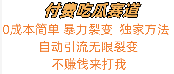 吃瓜付费赛道，暴力无限裂变，0成本，实测日入700+！！！-云网创资源站