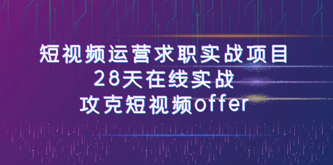 短视频运-营求职实战项目，28天在线实战，攻克短视频offer（46节课）-云网创资源站