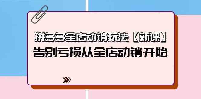 拼多多全店动销玩法【新课】，告别亏损从全店动销开始（4节视频课）-云网创资源站