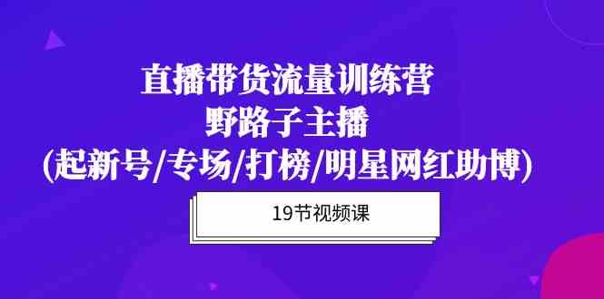 直播带货流量特训营，野路子主播(起新号/专场/打榜/明星网红助博)-云网创资源站