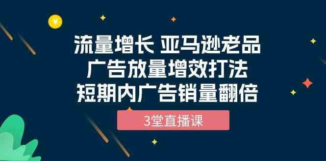 流量增长 亚马逊平台老品广告宣传放量上涨提质增效玩法，短时间广告宣传销售量翻番（3堂视频课堂）-云网创资源站