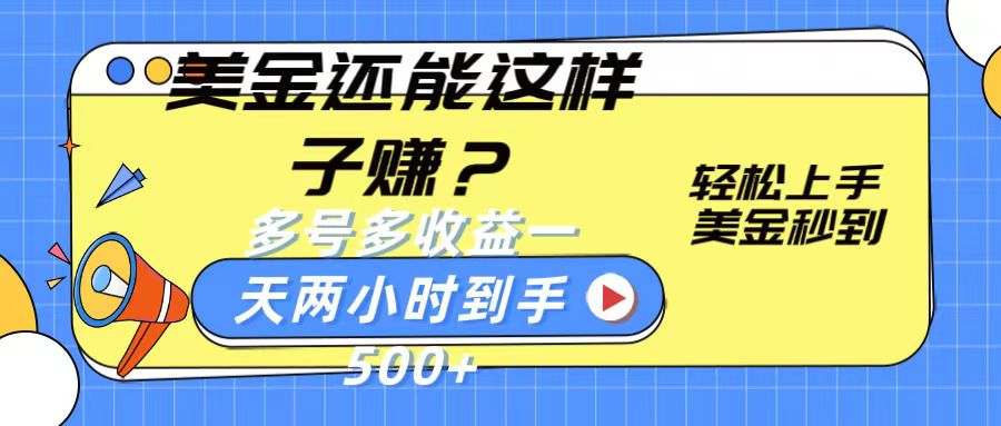 美金还能这样子赚？轻松上手，美金秒到账 多号多收益，一天 两小时，到手500+-云网创资源站