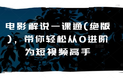 影视解说一课通(稀有)，陪你轻轻松松从0升阶为短视频高手-云网创资源站