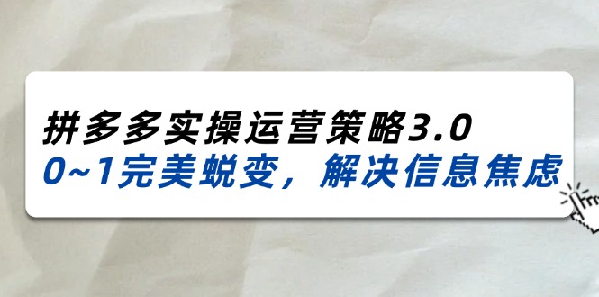 2024_2025拼多多实操运营策略3.0，0~1完美蜕变，解决信息焦虑（38节）-云网创资源站