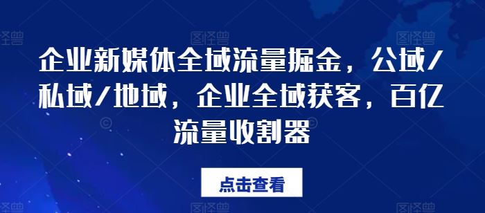 企业新媒体全域流量掘金，公域/私域/地域，企业全域获客，百亿流量收割器-云网创资源站