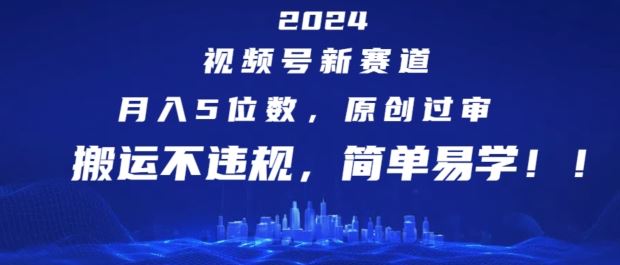 2024视频号新赛道，月入5位数+，原创过审，搬运不违规，简单易学【揭秘】-云网创资源站