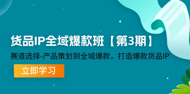 货品-IP全域爆款班【第3期】赛道选择-产品策划到全域爆款，打造爆款货品IP-云网创资源站