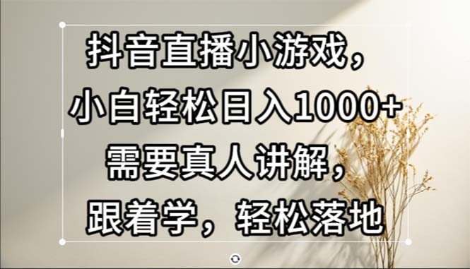 抖音直播间游戏，新手轻轻松松日入1000 必须真人版解读，跟着做，轻轻松松落地式-云网创资源站