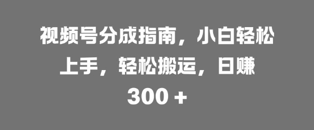 微信视频号分为手册，新手快速上手，轻轻松松运送，日入3张-云网创资源站