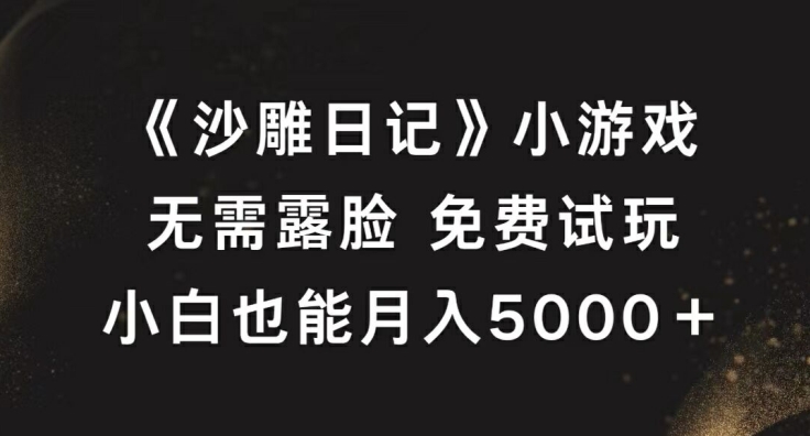 《沙雕日记》小游戏，无需露脸免费试玩，小白也能月入5000+【揭秘】-云网创资源站