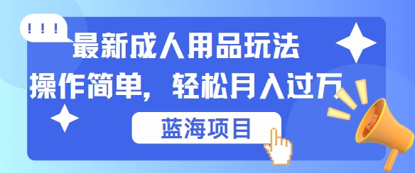 最新成人用品项目玩法，操作简单，动动手，轻松日入几张【揭秘】-云网创资源站